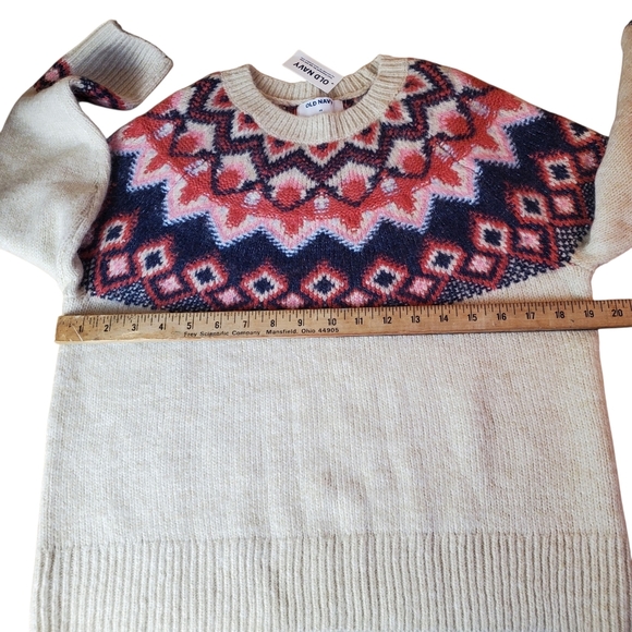Old Navy Women's Patterned Sweater - Cream and Red. Fair Isle. XS. #0173 - Picture 6 of 9